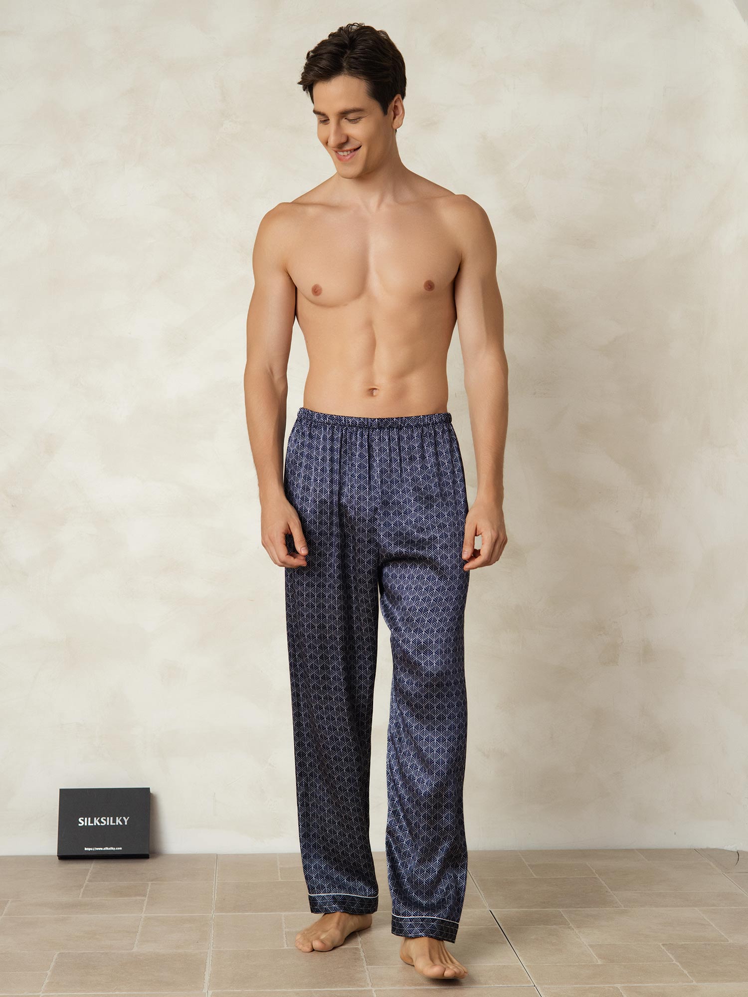 [Marine Ginkgo] SilkSilky-DK Mens Sleep Bottoms 005