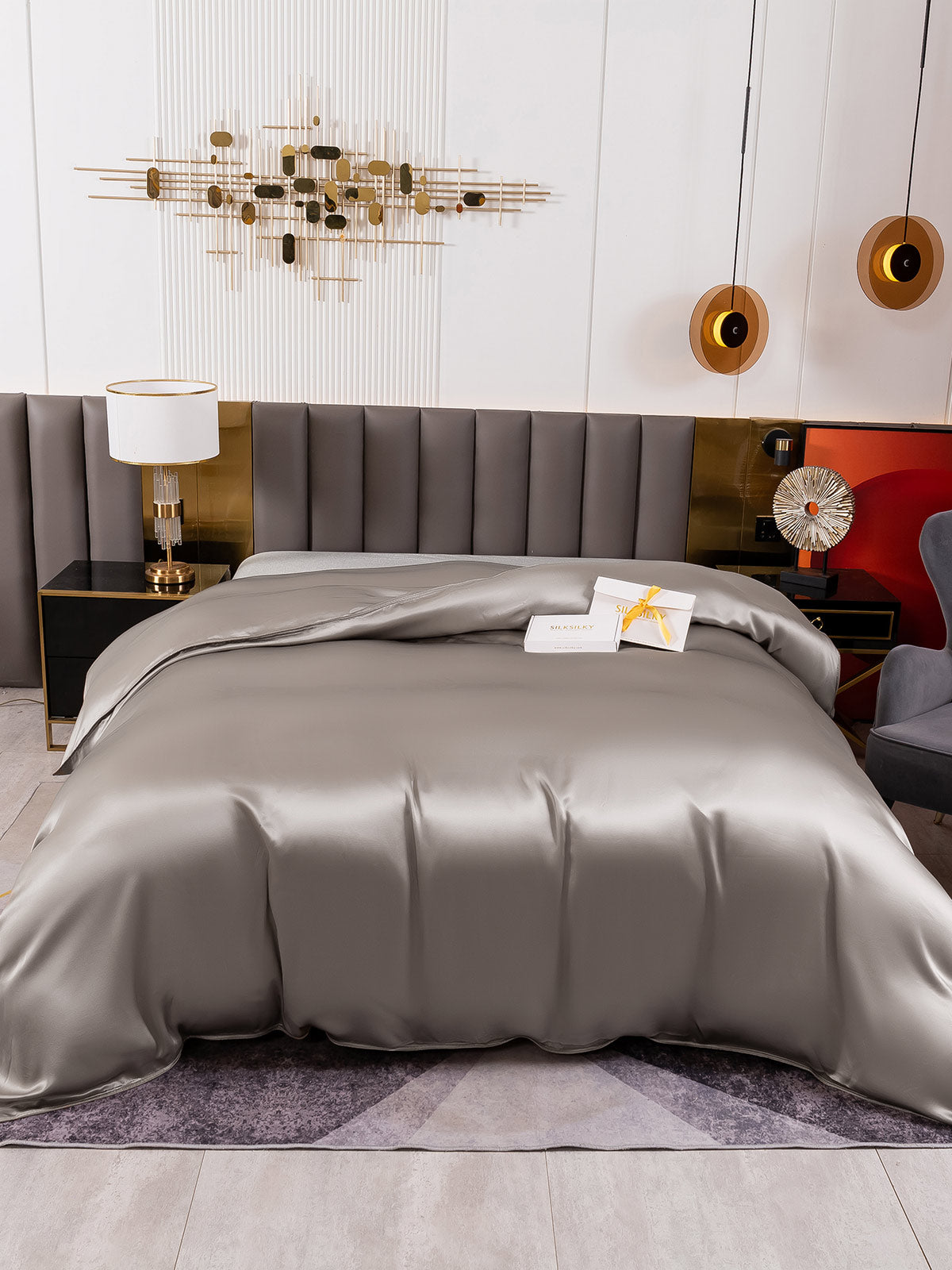 [Grå] SilkSilky-DK 19Momme Duvet Cover 002