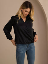[Sort] SilkSilky-DK Long Sleeve Wrap Damebluser 003