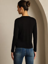 [Sort] SilkSilky-DK Long Sleeve Crew Neck T-shirt til kvinder 002