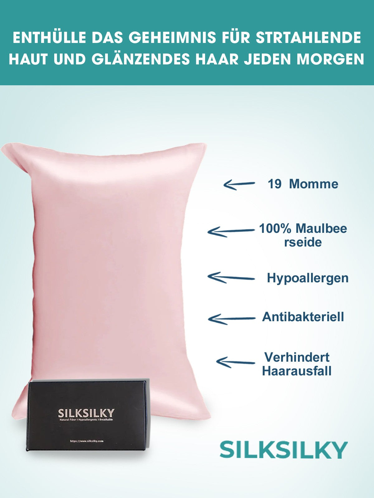 [Lyserød] SilkSilky-DK 19Momme Pillowcase 002