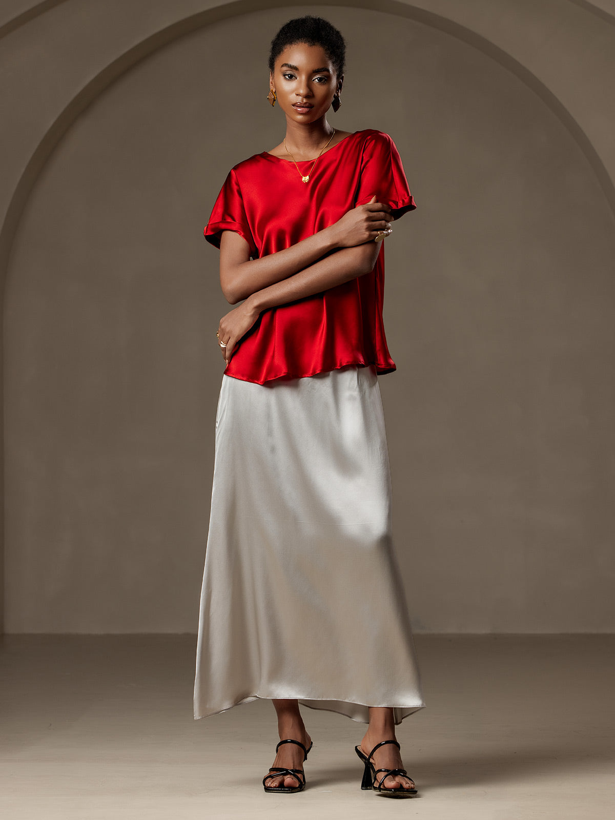 [Vin] SilkSilky-DK 19Momme Silke Womens T-Shirt 007