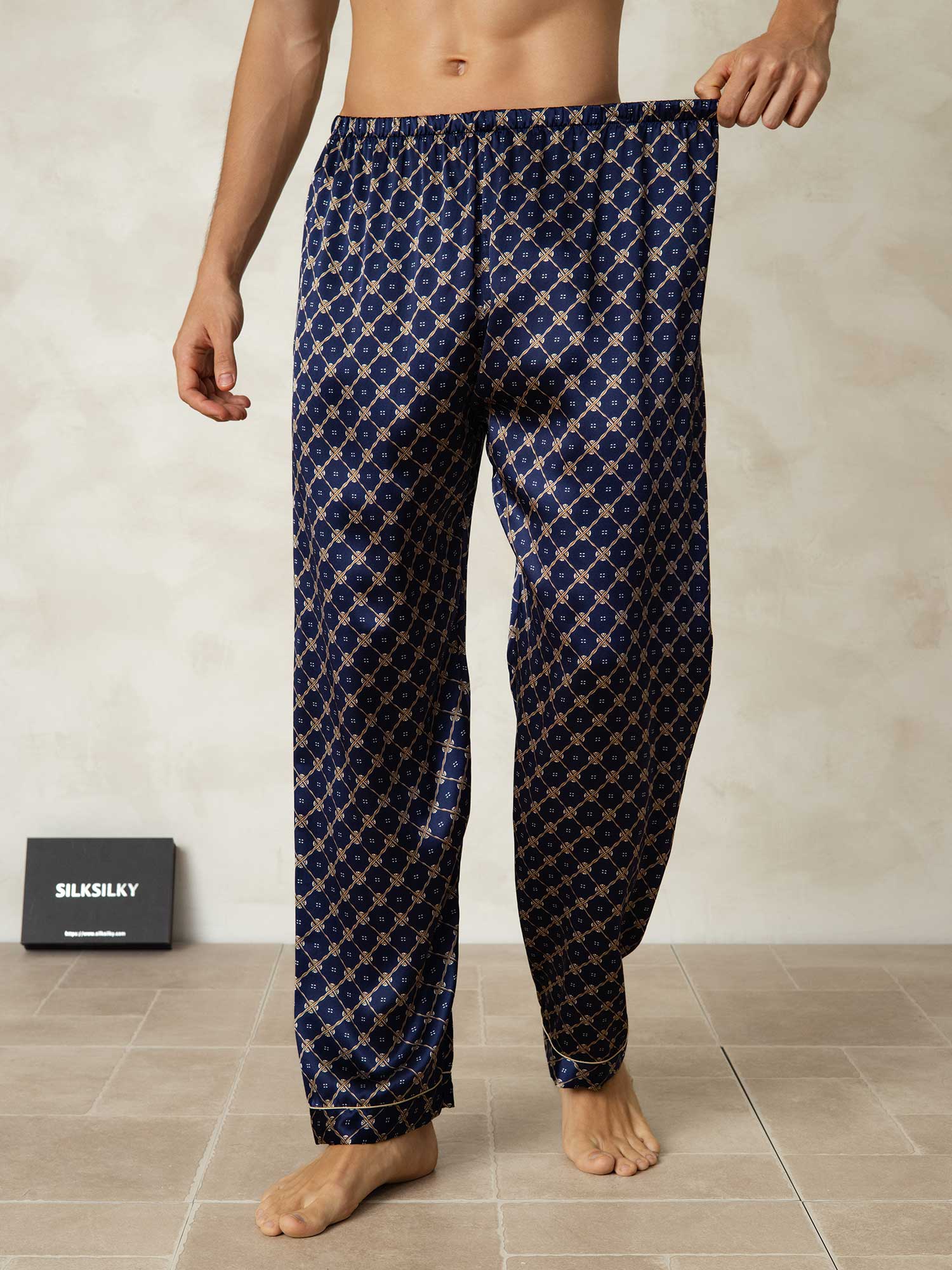 [Marine Kæde] SilkSilky-DK Mens Sleep Bottoms 003