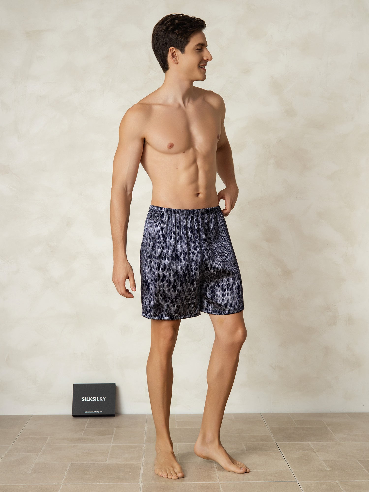 [Marine Ginkgo] SilkSilky-DK 19Momme Mens Sleep Bottoms 005
