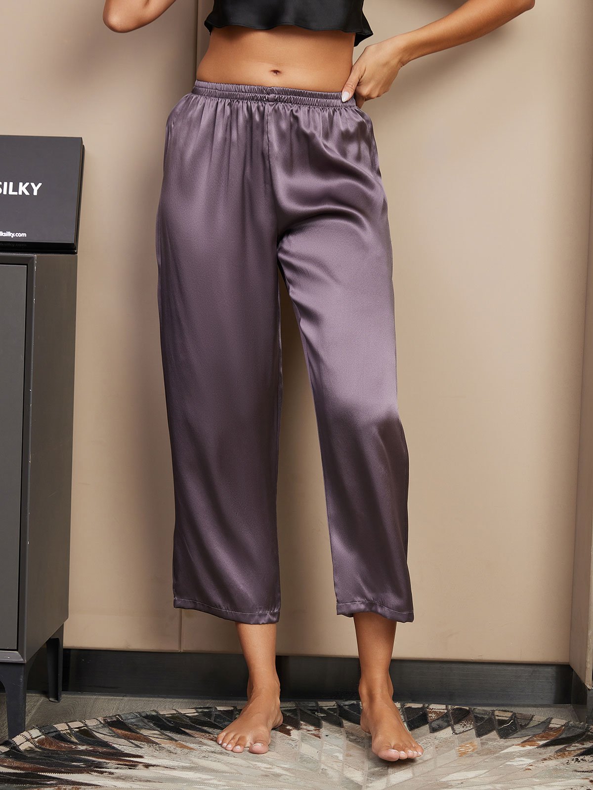 [Lilla Grå] SilkSilky-DK Womens Sleep Bottoms 001