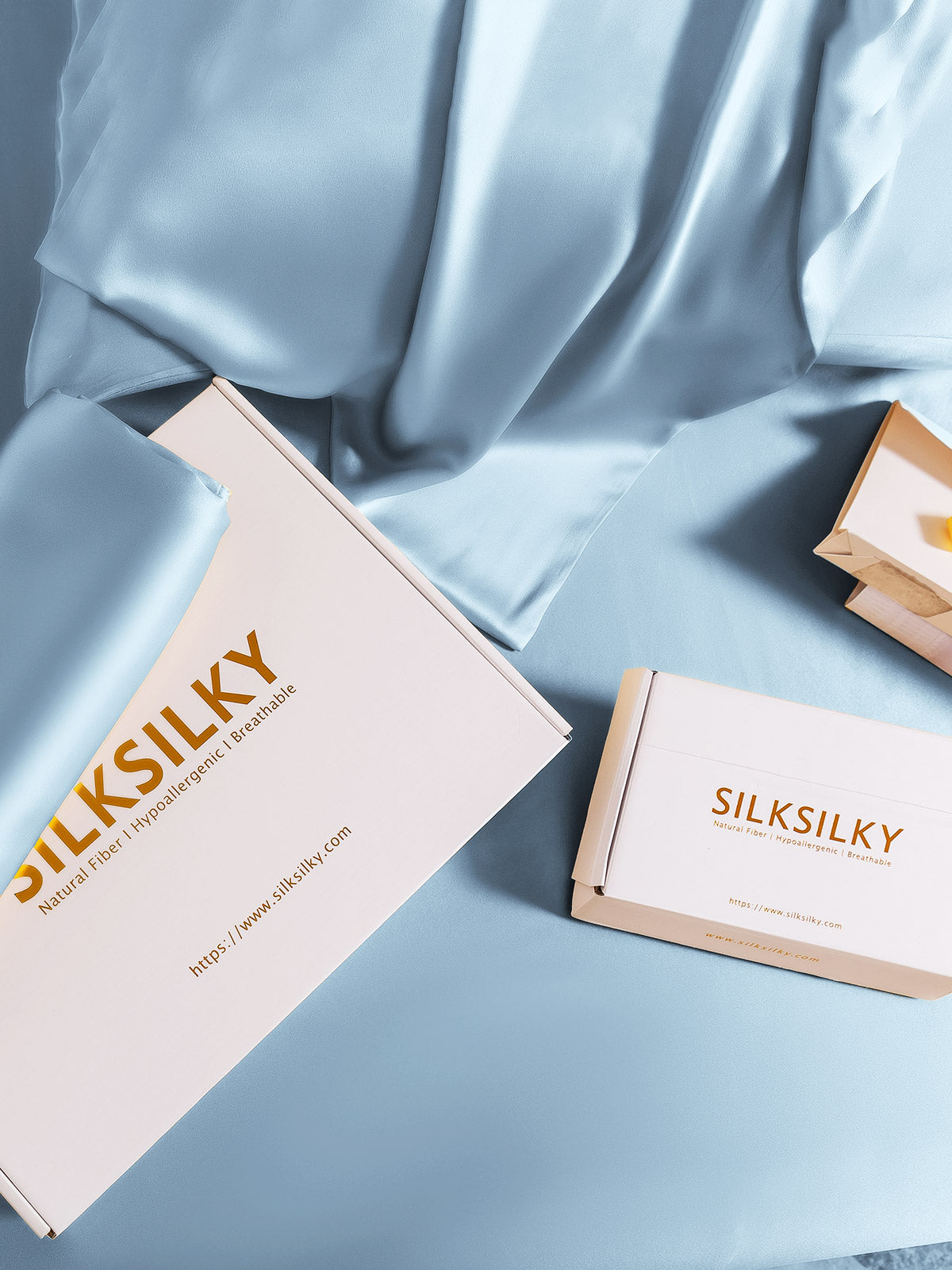 [Lyseblå] SilkSilky-DK 19Momme Pillowcase 007