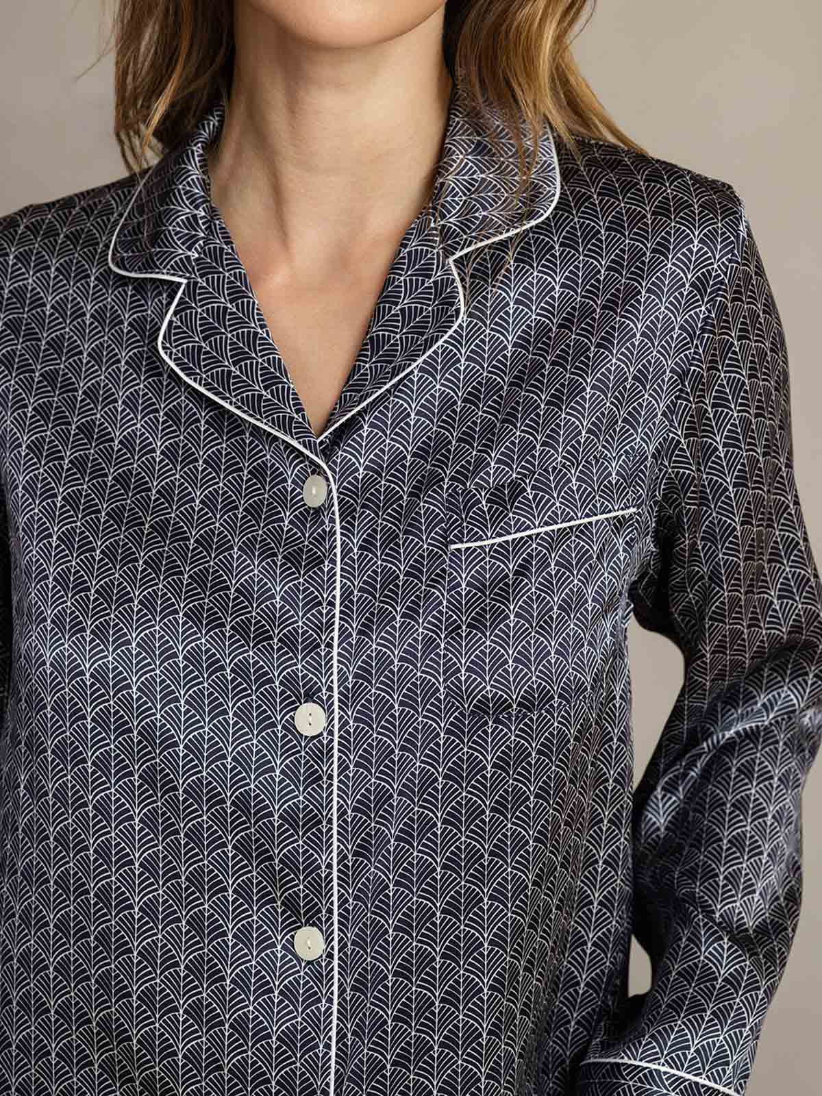 [Marine Ginkgo] SilkSilky-DK Womens Pajamas 006