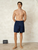 [Mørkeblå] SilkSilky-DK Men's Sleep Shorts 003