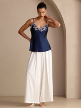 [Mørkeblå] SilkSilky-DK Sleeveless V Neck Camisole Top 007