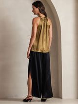 [Brun] SilkSilky-DK Sleeveless Halter T-shirt til kvinder 002