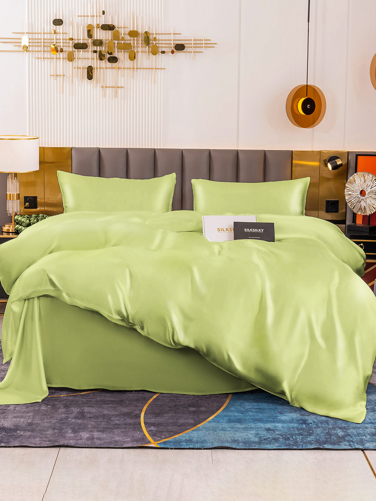 [Mintgrøn] SilkSilky-DK 19Momme Bedding Set 002