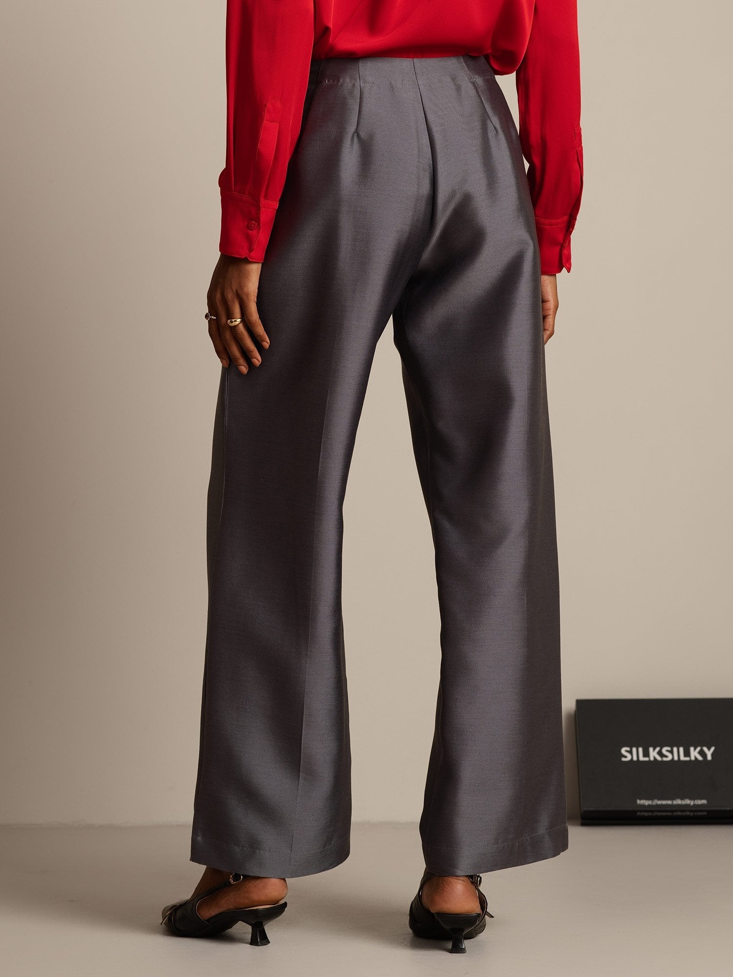 [Grå] SilkSilky-DK 32Momme Silke Womens Pants 002,