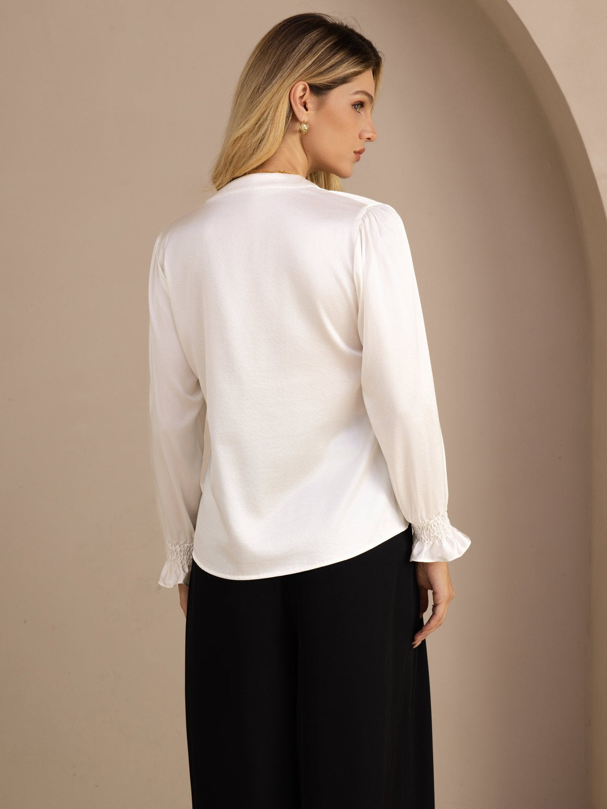 [Hvid] SilkSilky-DK Long Sleeve Damebluser 002