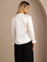 [Hvid] SilkSilky-DK Long Sleeve Damebluser 002