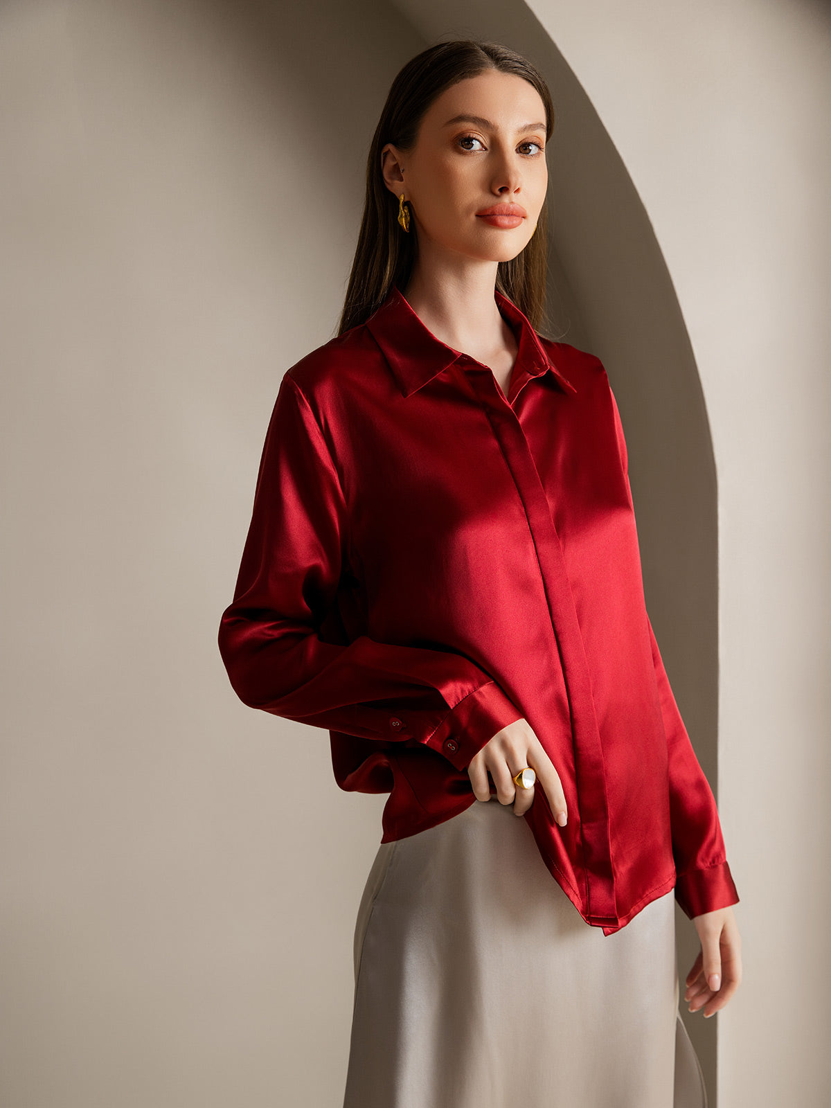 [Vin] SilkSilky-DK 19Momme Silke Womens Shirt 003