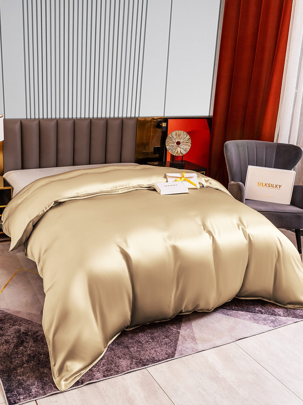 [Beige] SilkSilky-DK 22Momme Duvet Cover 003