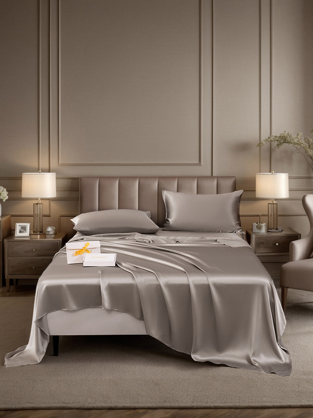 [Grå] SilkSilky-DK 19Momme Bedding Set 001