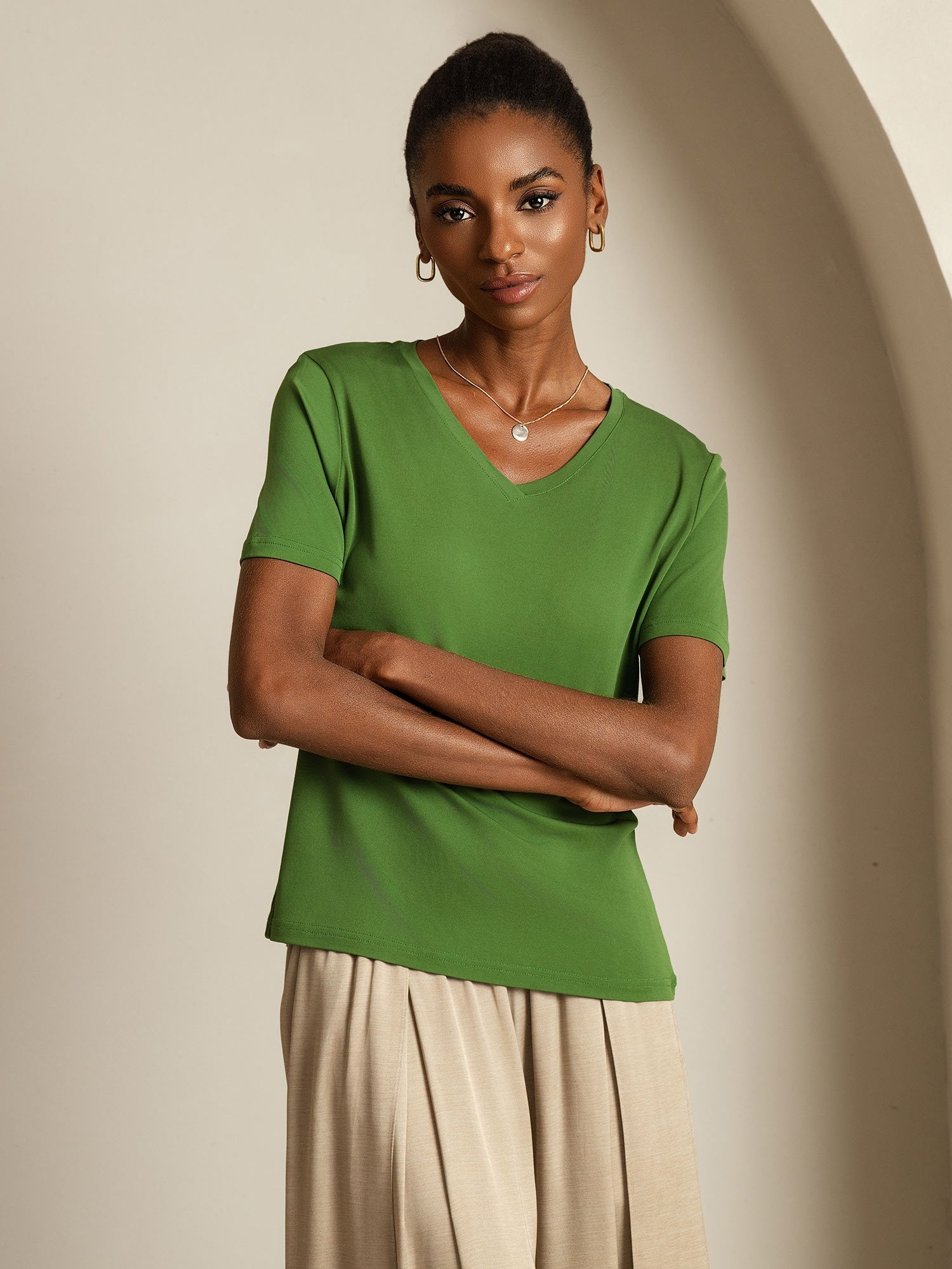 [Grøn] SilkSilky-DK Silke Womens T-Shirt 007