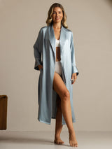 [Gråblå] SilkSilky-DK Silke Womens Robe 008,
