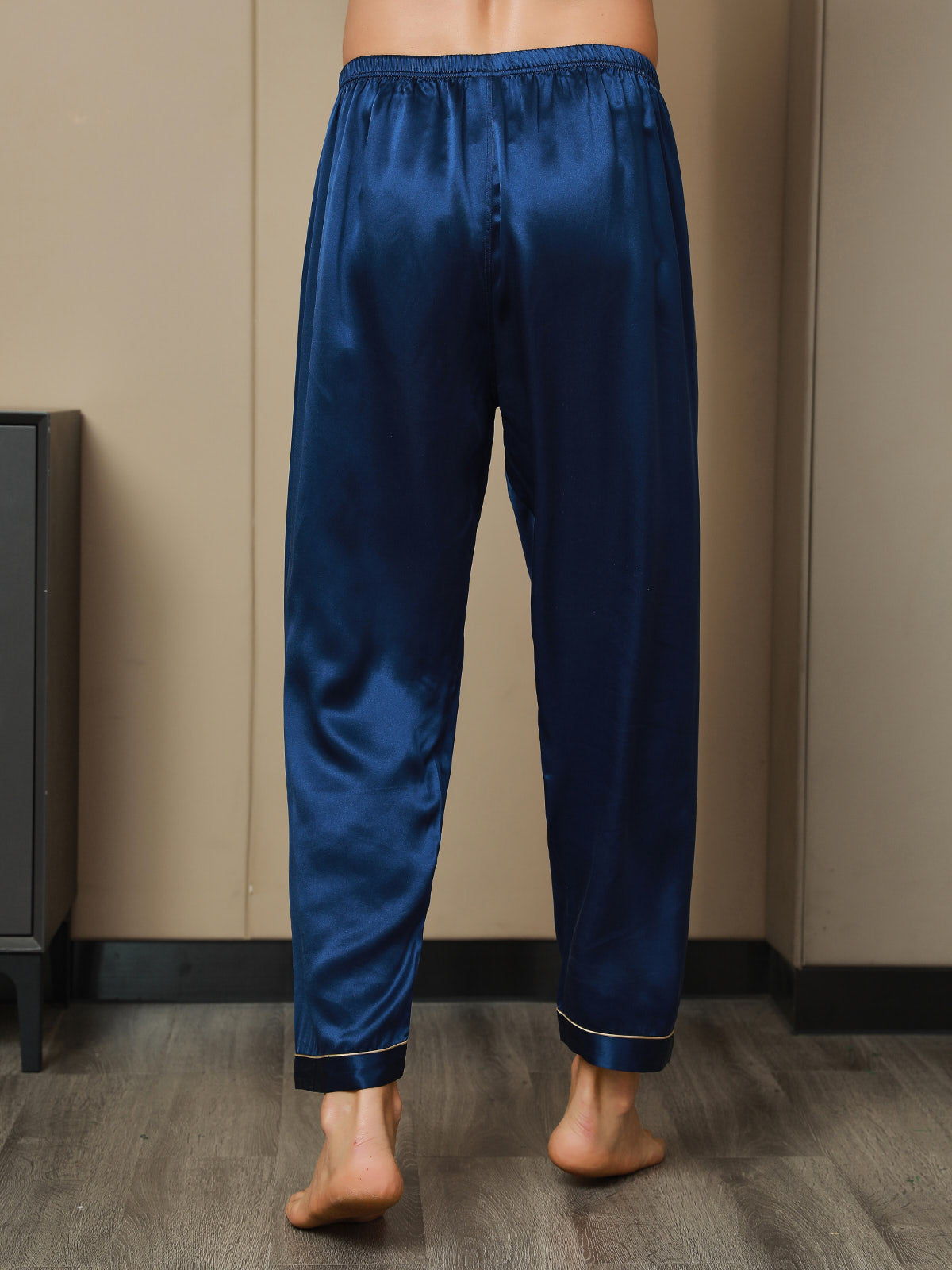 [Mørkeblå] SilkSilky-DK Mens Sleep Bottoms 008