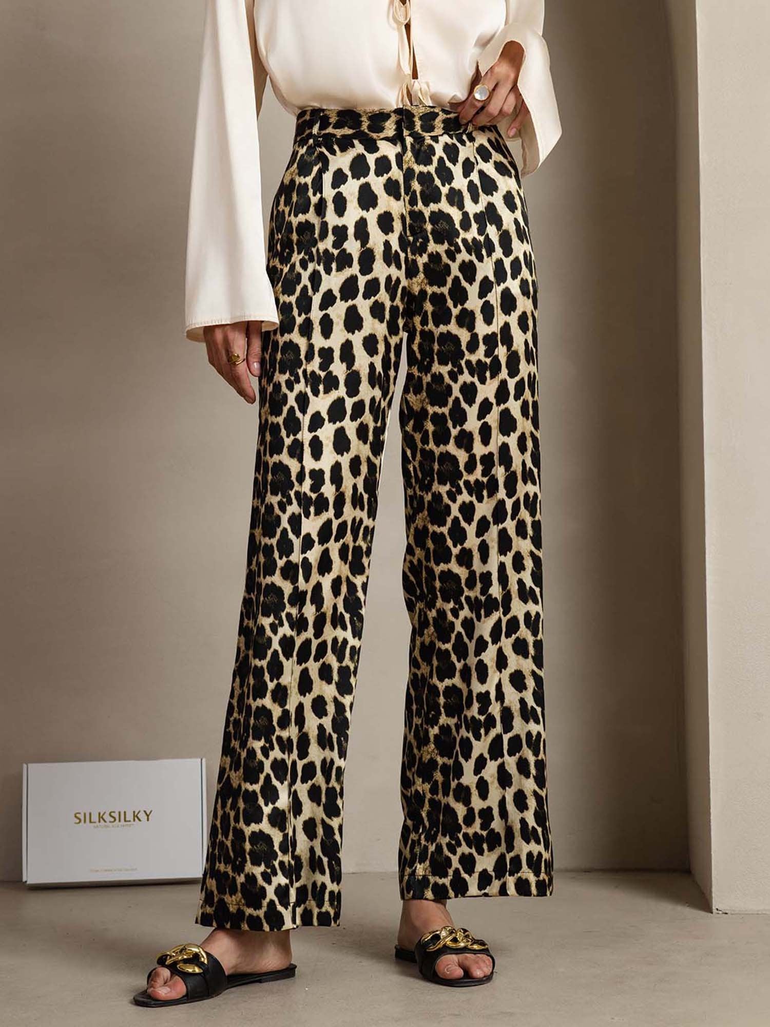 [Leopard] SilkSilky-DK 19Momme Silke Womens Pants 001