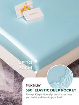 [Lyseblå] SilkSilky-DK 19Momme Sengesæt 004