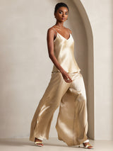 [Champagne] SilkSilky-DK Spaghetti Strap V Neck Camisole Top 005