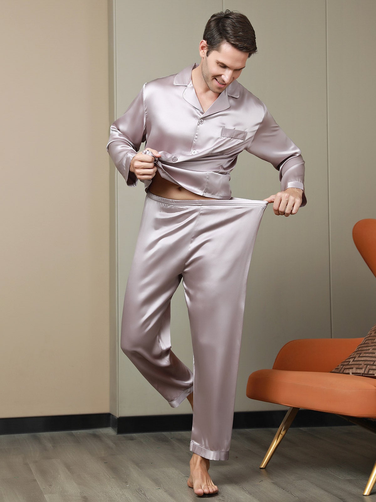 [Bleg Mauve] SilkSilky-DK 19Momme Mens Pajamas 007