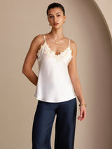 [Hvid] SilkSilky-DK Sleeveless V Neck Camisole Top 003