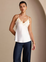 [Hvid] SilkSilky-DK Sleeveless V Neck Camisole Top 003