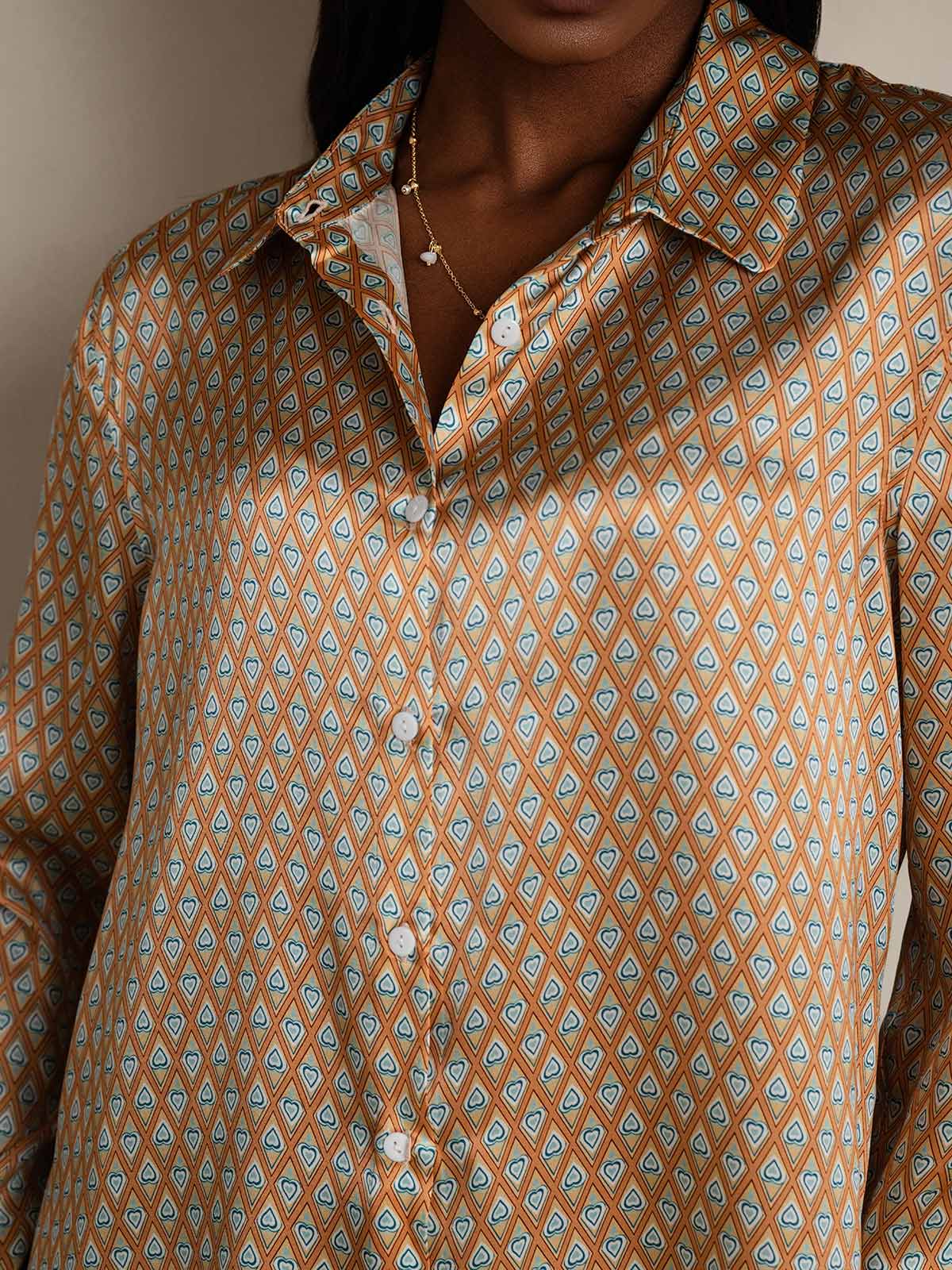 [Blomster] SilkSilky-DK Silke Long Sleeve Collar Dameskjorte 009