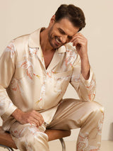 [Champagne] SilkSilky-DK Long Sleeve Notch Collar Pyjamas til Mænd 006