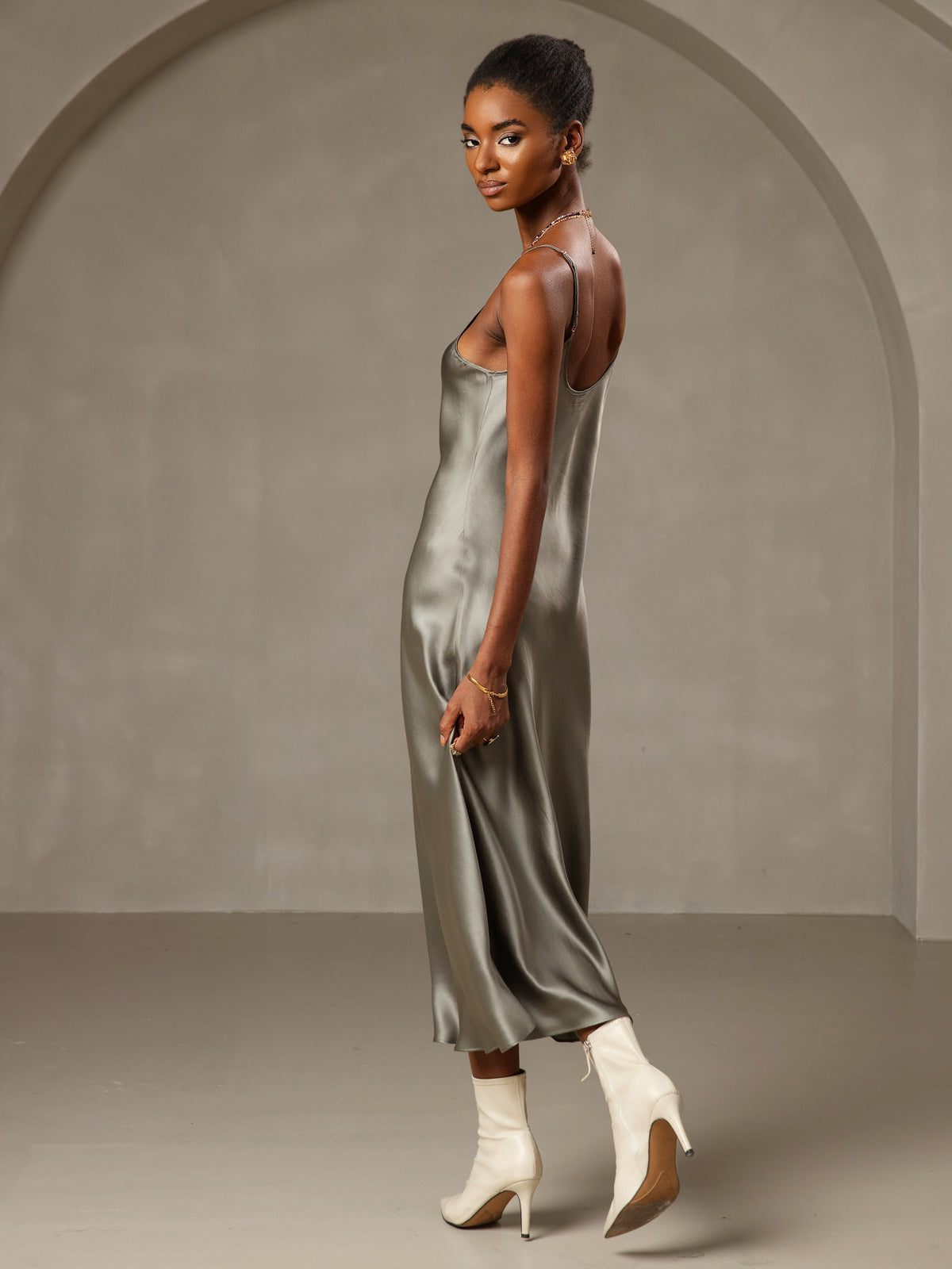 [Grågrøn] SilkSilky-DK Dress 002,