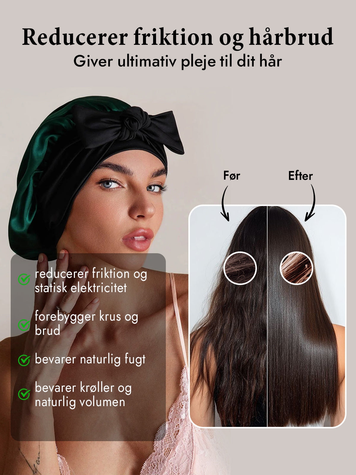 [Mørkegrøn] SilkSilky-DK Silke Sleep Cap 003