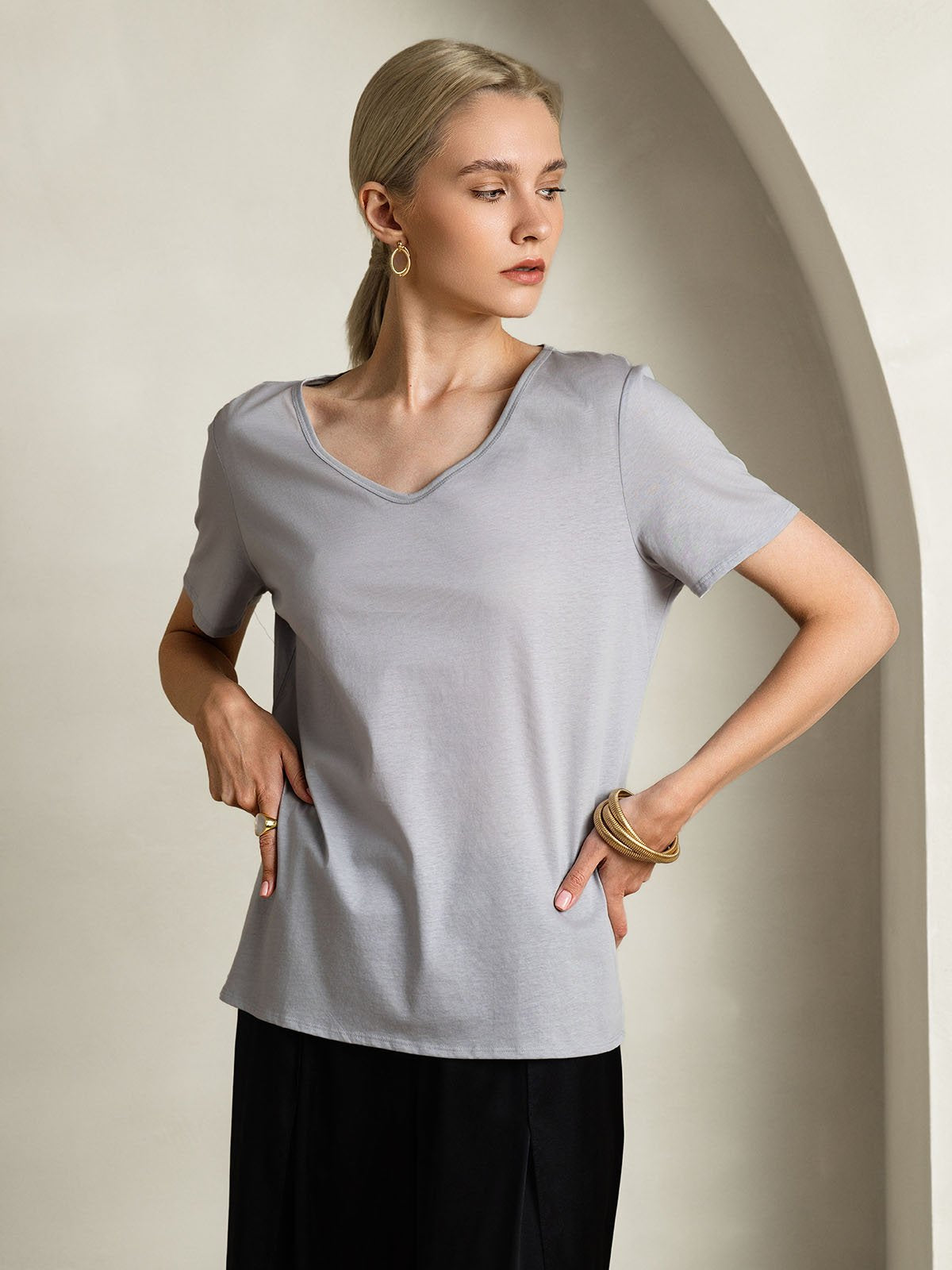 SilkSilky-DK Silke Womens T-Shirt Grå 004