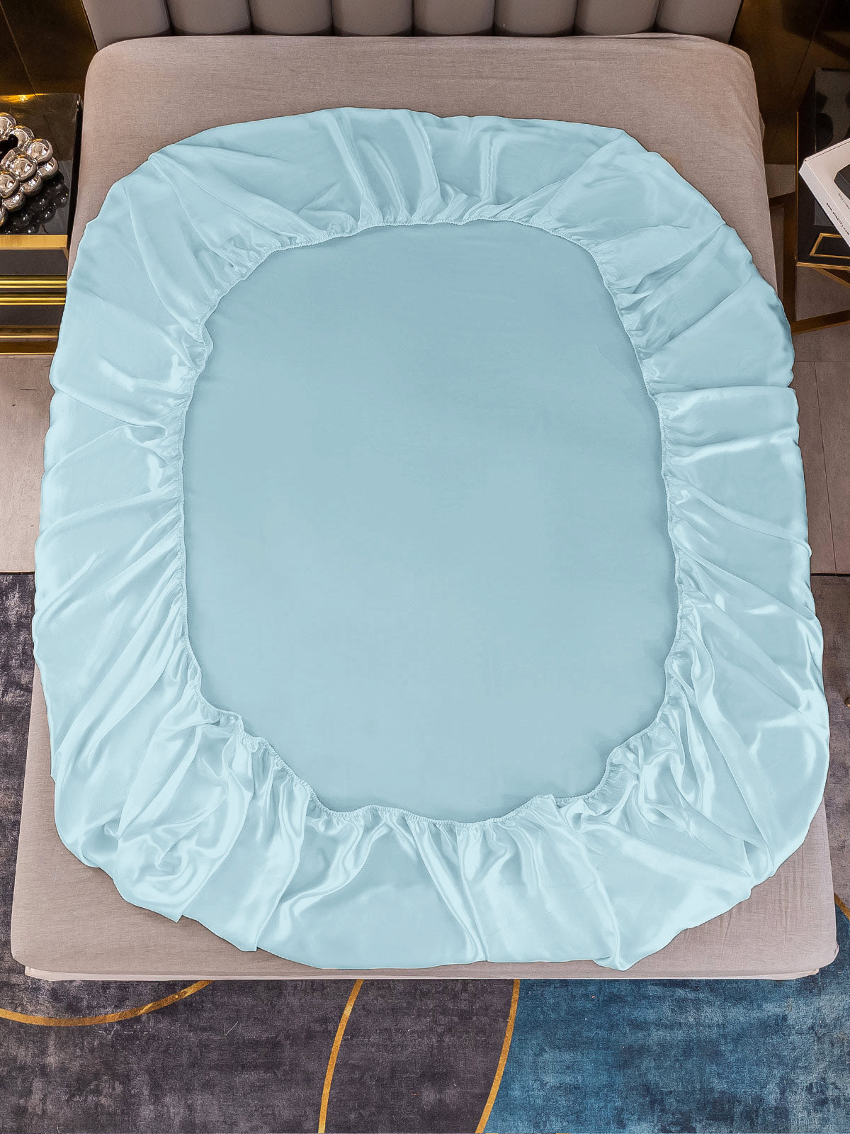 [Lyseblå] SilkSilky-DK 19Momme Sheet 005