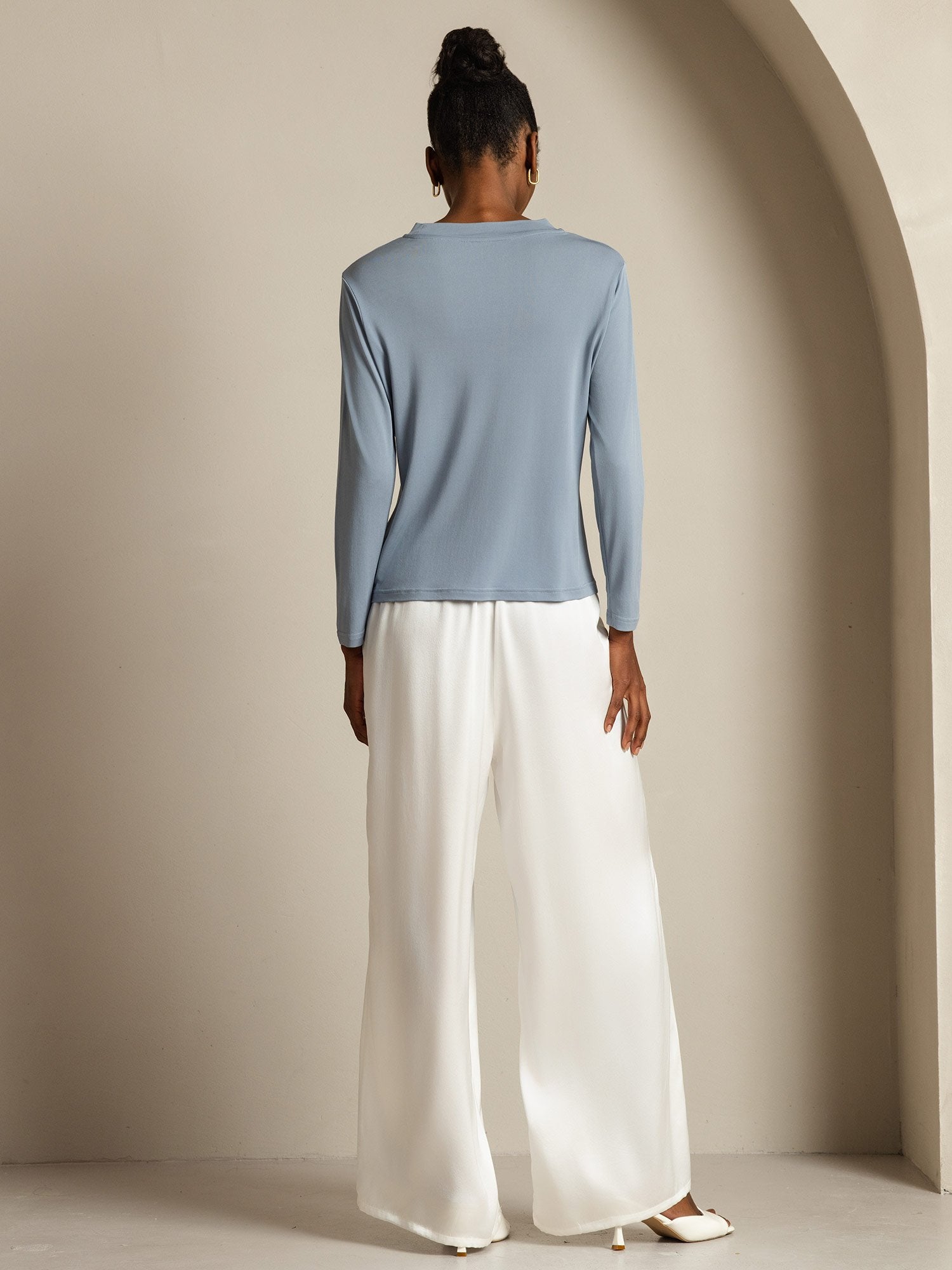 [Gråblå] SilkSilky-DK Silke Womens T-Shirt 009
