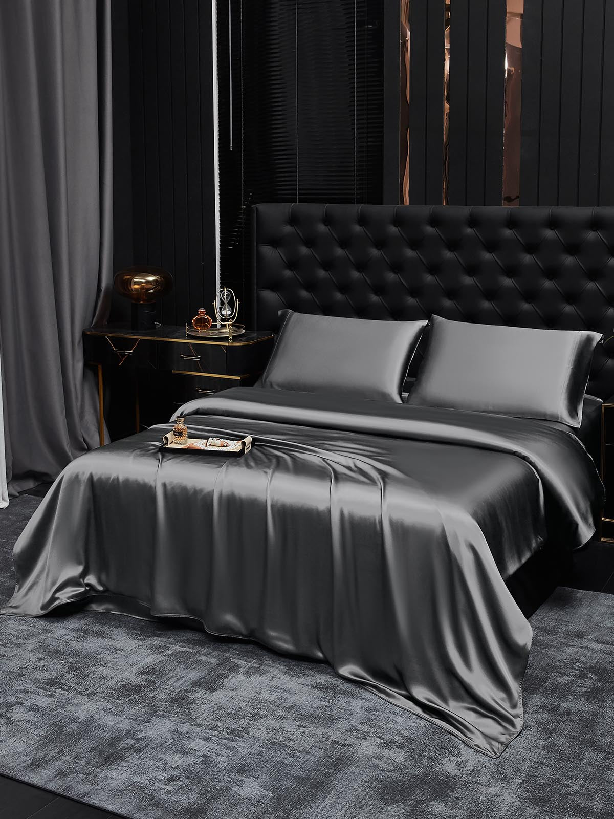 [Mørkegrå] SilkSilky-DK 19Momme Bedding Set 002