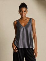 [Mørkegrå] SilkSilky-DK Sleeveless V Neck Camisole Top 001