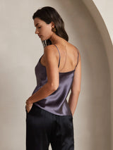 [Lilla Grå] SilkSilky-DK Spaghetti Strap V Neck Camisole Top 002