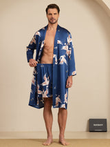 [Mørkeblå] SilkSilky-DK 19Momme Long Sleeve Mens Pajamas 003
