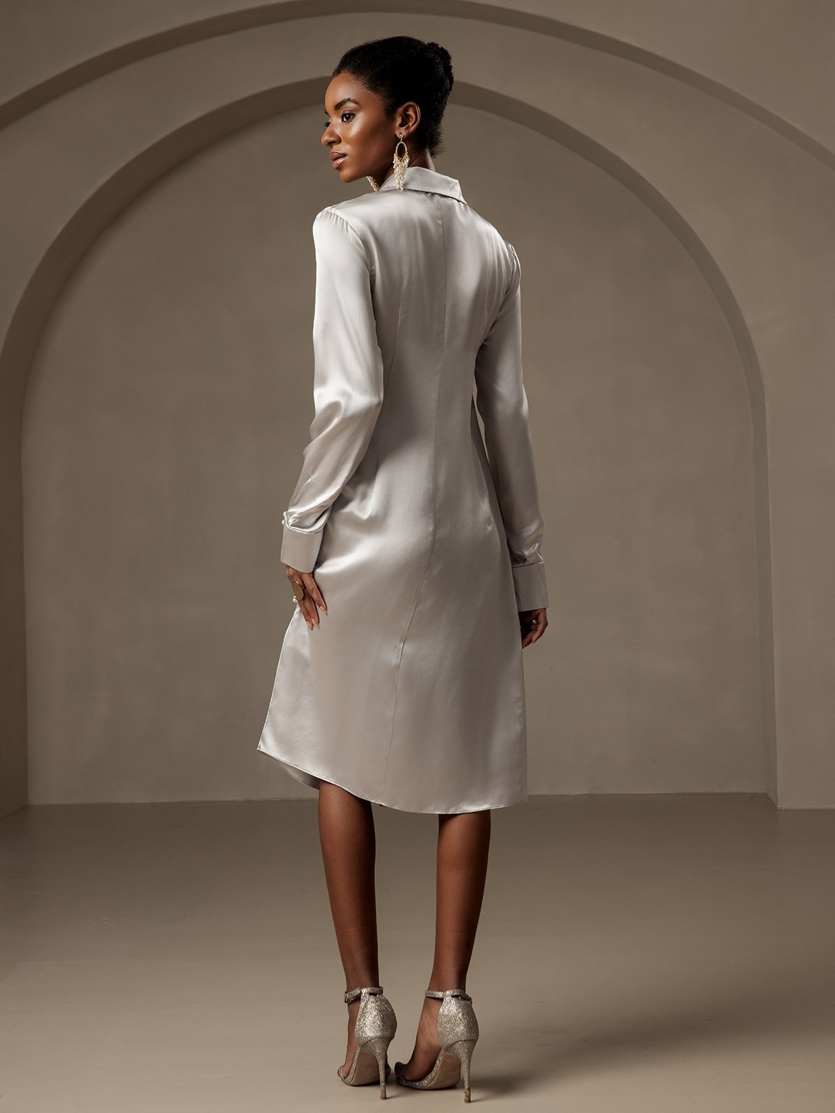 [Sølv] SilkSilky-DK 19Momme Silke Dress 002