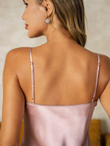 [Lyserød] SilkSilky-DK Sleeveless V Neck Natkjole 004