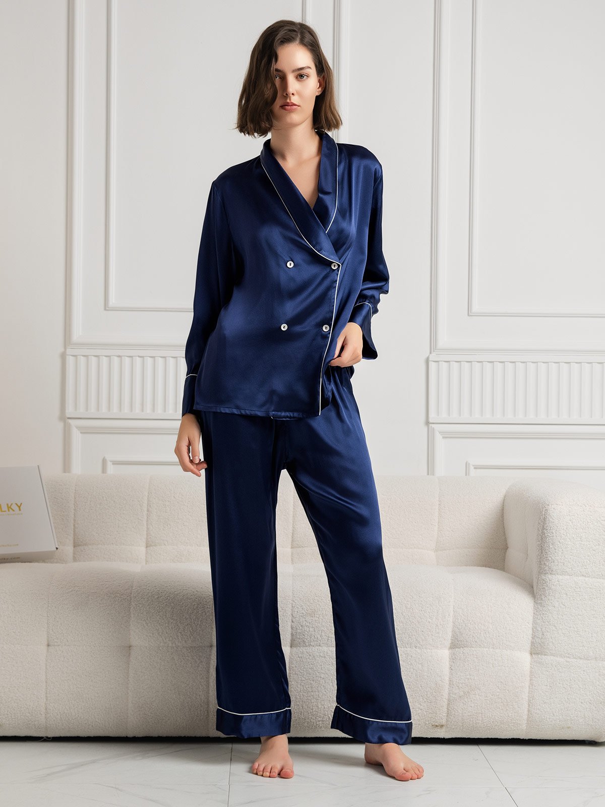 SilkSilky-DK Womens Pajamas Mørkeblå 003