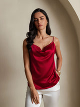 [Vin] SilkSilky-DK Spaghetti Strap Cowl Neck Camisole Top 004