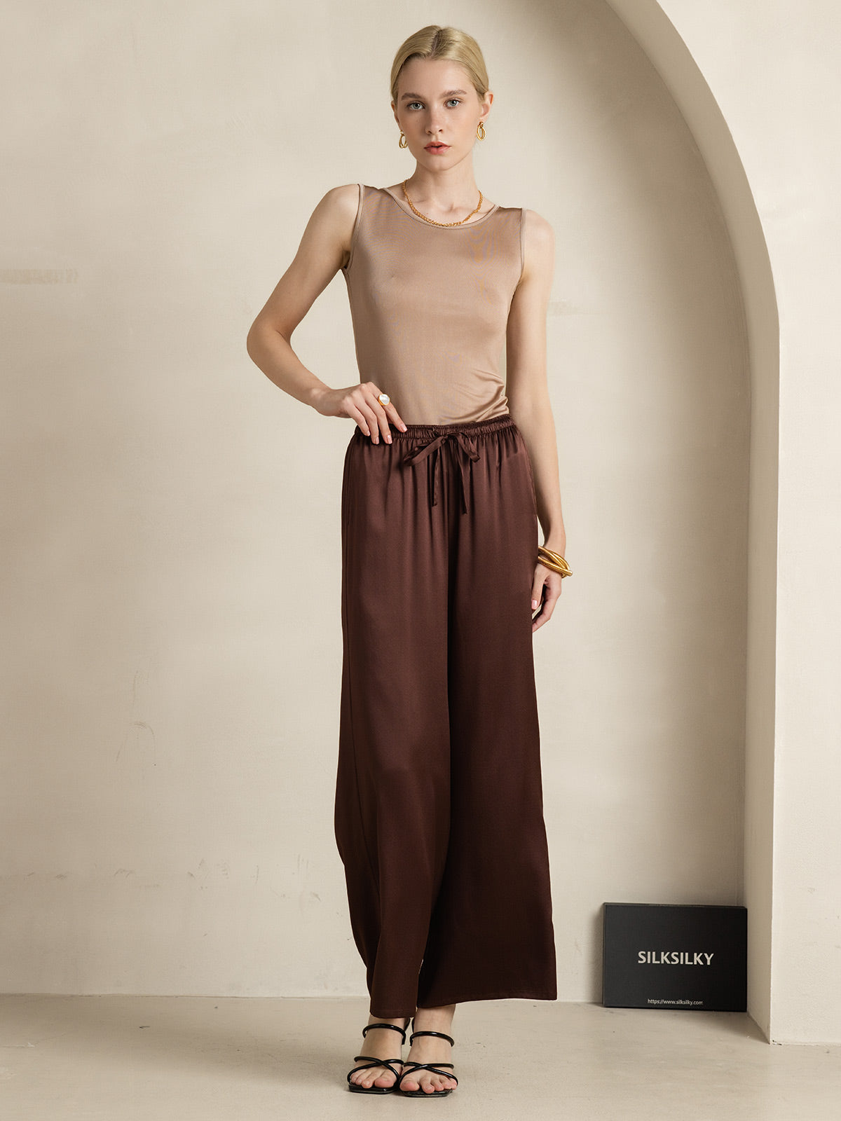 [Kaffe] SilkSilky-DK Silk Knitted Sleeveless Round Neck T-shirt til kvinder 008