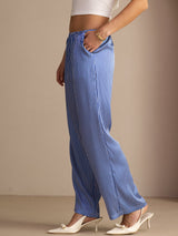 [Blå Nålestribet] SilkSilky-DK Womens Pants 003