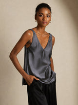 [Mørkegrå] SilkSilky-DK Sleeveless V Neck Camisole Top 007