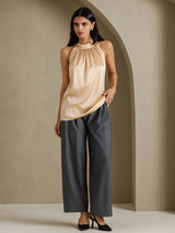 [Champagne] SilkSilky-DK Sleeveless Halter T-shirt til kvinder 006
