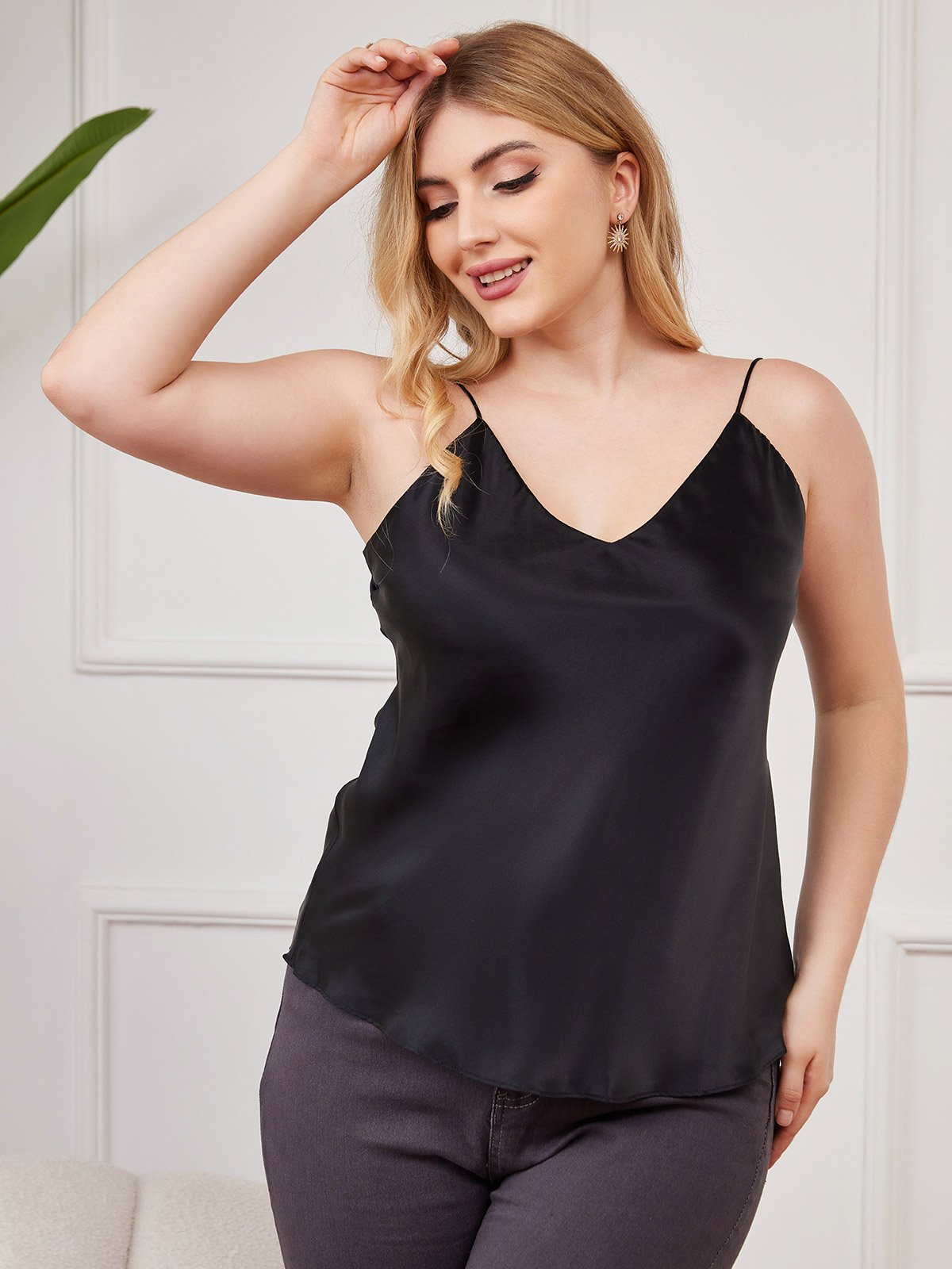 SilkSilky-DK Plus Size Camisoles Sort 003